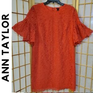 Ann Taylor Lace Ruffle Sleeve Dress Sz 10